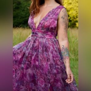 Lulu’s Floor Length Purple Flower Dress